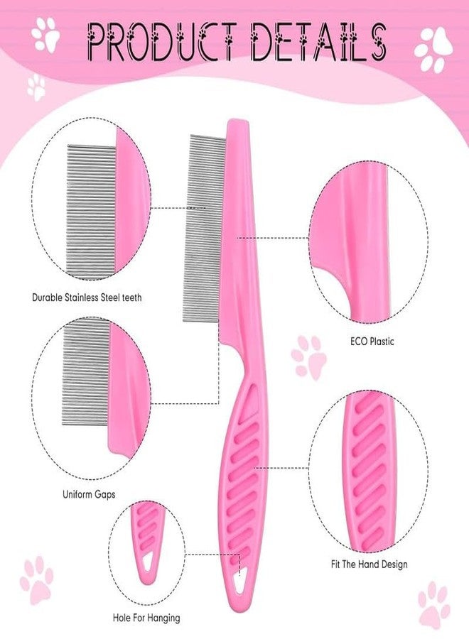 KittuPet Pet Dog Hair Flea Comb Stainless Steel Grooming Brush Clean Tool for Flea Removal Hair Repair Antistatic Multifunctional (Pink) - Image 3